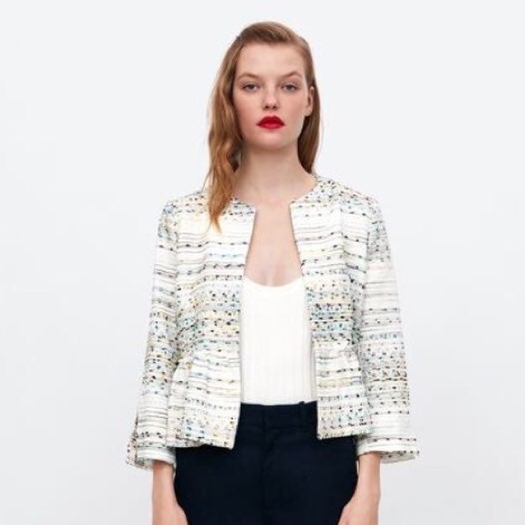 Zara Metallic Blazer with Peplum - S - Picture 1 of 5